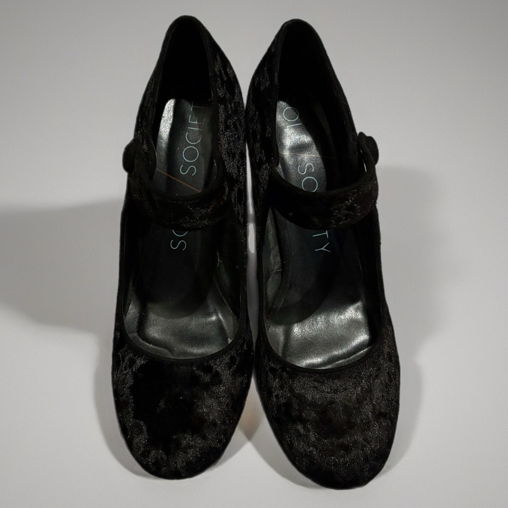 Sole Society Black Velvet Mary Jane Heels